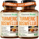 Boswellia Serrata Kurkuma dodatek za skupno podporo in vnetje ravnotežje – Kurkuma Boswellia dodatek z ingver & črno papriko ekstrakt za izboljšano absorpcijo – Non-GMO - 2pack