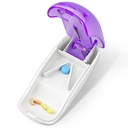 Tablete Cutter Spliter za majhne in majhne tablete, tablete Cutter za rezanje vitaminov tablete na pol, tablete ločevalnik z rezilom straže, Purple
