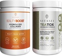 VITASEI Wellness Bundle – hidroliziran kolagen Peptide v prahu & Teatox Detox & Cleanse Podpora v prahu – Lasje, koža, nohti in Prebavni Booster za ženske in moške