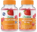 Življenjska glukoza + melatonin 10mg, Gummies Bundle - odličen okus, vitaminski dodatek, Gluten brezplačno, GSO brezplačno, žvečljivi gumi
