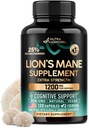 Lions Mane Supplement Kapsule - Organic Lions Mane - Izvleček sadnih teles - 1200 mg, 25% polisaharidi - podpora za spomin in fokus - kot Lions Powder - 120 Kapsule, 2 meseca dobave