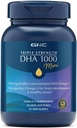 GNC Trojna moč DHA 1000 Mini Omega 3 Dopolnilo, 1000mg, Ultra koncentrirana, Visoka moč, Podpira razvoj možganov in zdravo vizijo, Burpless, 90 Mini Softgels, 45 SVG, 45 Dnevna dobava