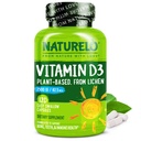 NATURELO Vitamin D - 2500 i.e. - rastlina na osnovi lichena - naravni D3 dodatek za imunski sistem, podporo kosti, skupno zdravje - Vegan - ne-GMO - Gluten prost - 120 kapsul
