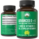 Vrhunska zmogljivost Napredni vitamin D 2000 i.e. z vsemi 3 vrstami vitamina K Vitamin D3 in vitamina K2, K1, MK-7 (MK7), MK4 dodatki. 60 majhne in enostavne za pogoltniti rastlinske tablete (2000 i. e.)