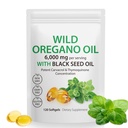 Origano Softgels,Origano Oil Kapsule Organic,2-v-1 6000mg Oil of Origano s črnim oljem 200mg,Origano olje s črnim oljem Softgels,120 kapsul Softgel