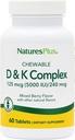 Nature Plus D & K Complex - 60 mešanih žvečnih jagod - podpira kalcijevo presnovo - vegetarijanski, ne-GMO, Gluten Free, Soy Free - 60 serving
