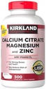 Podpis zdravila Kirkland Kalcijev citrat Magnezij in cink, 500 tablet
