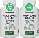 Pristine's Holy Basil (Tulsi) 500 mg (2 paket) Sprostitev in imuniteta podpora adaptogeni dodatek - 120 dnevna dobava - svete Basil List kapsule - Vegan - Non-GMO - Gluten brezplačno dodatki