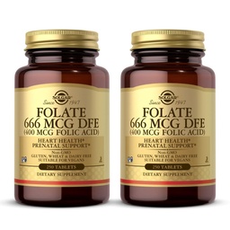 Solgar Folat 666 mcg DFE (Folna kislina 400 mcg) - 250 tablet, pakiranje 2 - Prednatalna podpora - Ne- GMO, Vegan, Gluten Free, Dairy Free, Kosher - 500 skupaj