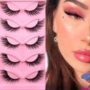 Fox Eye Lashes Wispy trepalnice 19mm Dolge Mačje oči Angel krila Lashes Faux Mink Lažne trepalnice Naraven videz 5 Pari paket (XF06)