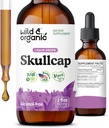 Wild & Organic Scullcap Tinkture - Sprostitev, dober razpoloženj, mirnost - Tekoči Scullcap Herb Supplement - Vegan, Sugar & Alkohol brez kapljic - 2 fl oz