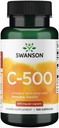 Swanson Vitamin C z Rose HIPS Imunski sistem Podpora Kožna Kardiovaskularno zdravje Antioksidant Dodatek 500 mg 100 kapsul