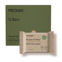 ProMix Nutrition Protein Puff Bars - Mint Chocolate-Marshmallow Crispy Treat - Super okus in zdravo Na Go Prigrizek - Visoke beljakovine in nizke kalorije - brez glutena, soje in koruze - 12 Barov