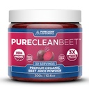 PureClean Beet Premium Beet Juice Powder - 100% podpora organskemu dušikovemu oksidu za klinično dokazano 3X večjo cirkulacijo, vzdržljivost in energijo - Ponosno hladno, Eco Friendly, ZDA - 30 Služabnikov