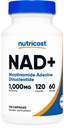 Nutricost NAD+ Dodatek 1.000 mg na servo 120 kapsul (Nikotinamid Adenin Dinukleotid) - 60 servoidov, brez glutena, vegan