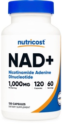 Nutricost NAD+ Dodatek 1.000 mg na servo 120 kapsul (Nikotinamid Adenin Dinukleotid) - 60 servoidov, brez glutena, vegan