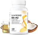 Vitamin D3 + K2 v organskem kokosovem olju, vitamin K2 MK7 + D3 (1000IU), hitra formula zdravja kosti in srca, pomaga absorbcijo in uporabo kalcija, podpira imuniteto, izboljša razpoloženje - 120 Softgels