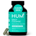HUM Dnevno čiščenje Acne Dopolnila za ženske in moške, Nežno prebavna čistila za čisto kožo podporo, cink, Spirulina, Klorella, Razstrupljanje zelišč, Organic Algae, Skin Vitamini Dopolnilo, 60 Kapsule