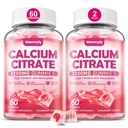 Kalcijev citrat Gumies 1200 mg za odrasle: Ultimate Absorpcija Kalcijev dodatek za ženske in moške - enostavno za prebavo, Vegan, Ne-GMO, Gluten prost - naravna jagodna aroma