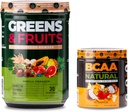 Nutrologija Zelena in sadje v prahu Naravno pridobljena superhrana, Vanilla Cimet (30 obrokov) BCAA Natural, rastlinsko BCAA prahu, Orange Coconut Flavor (30 obrokov)