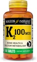 MASON NARAVNI vitamin K2 100 mcg s kalcijem, podpira zdravje kosti, srca in mišic, 100 tablet