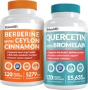 21- v-1 Berberine dodatek s Ceylon Cinnamon Chromium, Bitter Melon in zeleni čaj ekstrakt (120 ct) in 28- v-1 Quercetin z Bromelain dodatek za podporo imunske zaščite (120 ct)