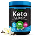 Orgain Keto Collagen Protein Powder, Vanilla - 10g Grass Fed Hidralizirani kolagen Peptide za ženske in moške, Tip I & III, 5g MCT Oil - Lasje, koža, Nail, & Skupna podpora, Non-GMO, Gluten Free - 0,88lb