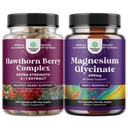 Narave Obrtna mešanica dodatne moči Hawthorn Berry kapsule - Extract Prebava in zdravje srca dopolnilo in čisti magnezij Glicinat 400mg na služijo za Mood spanje in sprostitev