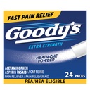 Goodyjev glavobol v prahu Dodatna moč Pain Relief, Trojno ukrepanje Glavobol Relief z aspirinom, acetataminofen in kofein, 24 Število