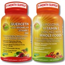 Quercetin z bromelainom, vitaminom C in cinkom in liposomskim vitaminom C 1500mg – Imunska podpora paket z organsko Acerola Cherry, Camu & Cela hrana antioksidanti – Vegan, Non-GMO, Čista nalepka