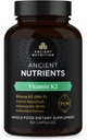 Ancient Nutrition Vitamin K2 Supplement, K2-90mcg K2, Adaptogene zelišča, Enzyme aktivirana, podpira kardiovaskularno funkcijo, Paleo & Keto prijazen, 60 kapsul