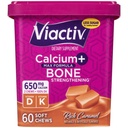Viactiv Kalcij + Vitamin D Dopolnilo mehkih žvečil za ženske in moške - Žvečilni kalcij za zdravje kosti, 650 mg na serviranje, Vitamin D & K za visoko absorpcijo - 60 Število, Karamel