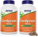 NOW Foods Cordyceps 750mg 200 Veg Caps - organska Cordycep Sinensis Mycelium goba v neorganskih kapsulah - Veganska, ne-GMO