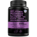 12 v 1 Melatonin Sleep Kapsule - Naravna pomoč za spanje za odrasle z Melatonin 5 mg in Magnezij Glycinate 500mg, Pomoč za spanje z Ashwagandha, L Theanine, Valerian Root, GABA, 5-HTP (90ct, pakiranje po 1)