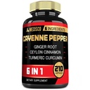 6in1 Cayenne Pepper Extract kapsule z organsko kurkumin korena, črni poper, in več - podpora Prebavni sistem, zdravje srca, Imuniteta funkcijo - 210 Kapsule