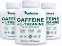 Purisure Kofein Kapsule Theanine Tablete 100mg Kofein + 200mg L Teanin za energijo pred treningom, in Clarity Energy tablete za utrujenost, Nootropic dodatek, 120 Dnevna dobava, Paket 3
