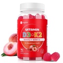 Vitamin D3 K2 Gummies - 90 Count Sugar Free Vitamin D3 9000 i.e. + K2(MK-7) 90 μg za zdravje kosti in imunskega sistema, Veganski žvečljivi K2 D3 Vitamin dodatek za ženske (Peach Flavor)