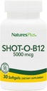 Natures Plus Shot-O-B12 (cianokobalamin) - 5000 mcg, 30 softgels - Visoka moč, hitro delujoča B12 dodatek - Spomin in energijski ojačevalec - Gluten-free - 30 Servings