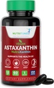 Astaksantin 12 mg Veganski softgels – visoko močan antioksidant za kožo, očesne in imunske podpore – ne-GMO, brez glutena, soje, laktoze in BSE, 60 Veganski softgels, 2-mesečna oskrba