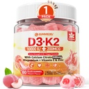 Vitamin D3 K2 Gummies 5000 i.e. / 10.000 i.e. s 500mg kalcij + K2(MK-7) 200mcg, magnezij, vitamin C & cink, dodatna moč - končna absorbcija za kosti, mišice, zobje, Vegan, 60 število (Pack of 1)