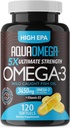 5X Ultimate Jakost Omega 3 ribje olje dopolnila, Divje ujete ribje olje Omega 3 Dopolnila z visoko EPA, DHA in vitamin D, Fishoil Omega3 dodatek za ženske in moške, 120 Softgels, Unflavored