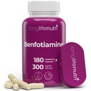 LongLifeNutri Benfotiamin 300mg – 180 Vegetarijanske kapsule, 6-mesečna zaloga, maščobne soli B1 Tiamin dodatek za energijo in wellness, Lab Tested, Made in ZDA