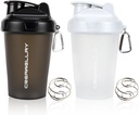 2 Pack Shaker steklenice za mešanice beljakovin, 17 oz Majhne Beljakovine Shaker steklenica z ročajem, Gym Shaker pokali z mešalno žogo za pred vadbo, BPA-free & Dishwaster Safe(črna, bela)