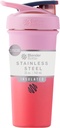BlenderBottle Sport Sleek Insulated Nerjaveče jeklo Shaker steklenica z žico Whisk, 25-Ounce, Flamingo Ombre – Beljakovine Shake & Hidracija za športnike & Fitness Enthusiasts, enostavno mešanje, Slim Easy to Hold, ohranja pijače hladno, zaklenjeno Lid