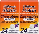 Motrin Otroška barva brez ibuprofena Žvečljive tablete za bolečino in vročino, grozdje, 24 število (paket po 2)