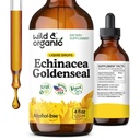 Wild & Organic Echinacea Goldenseal Tinkture - Imunska podpora kapljice z Echinacea in Goldenseal Root Extract - Veganski, sladkor in alkohol brez tekočine dodatek - 4 fl oz