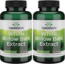 Swanson White Willow Bark Extract - spodbuja skupno podporo in lajšanje mišic - standardizirano na 15% Salicin - Naravni dodatek brez razdražljivosti želodca - (120 kapsule, 500mg vsak) (2 paket)