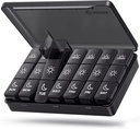 AUVON tedenske tablete Organizator 3 krat na dan, velike tablete Box 7 dan z dvojno zaščito za potovanje, črna tableta Primer za zaščito zasebnosti, Svetlobno varne tablete vsebnik za zdravila, vitamini, ribje olje