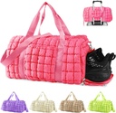 Prešita Gym Bag Duffle za ženske,Duffle Bag za potovanje s čevlji Compartment,Puffeer Vikender Bags Čez noč Nočni nošenje Na Bag z vozička rokav za letala,Osebni element šport Duffel Dance Bag (Pink)
