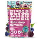 SuperMush Sleep Gumies za odrasle - Gobe dopolnilo z magnezijevim citratom, L-Theanin, Chaga, Reishi & Kamilica za globoko spanje, REM & Detox - Vegan & Sugar-free - 60 Gummies (30 strežb)